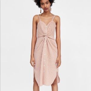 Zara Checkered Dress w/ Knot Detail